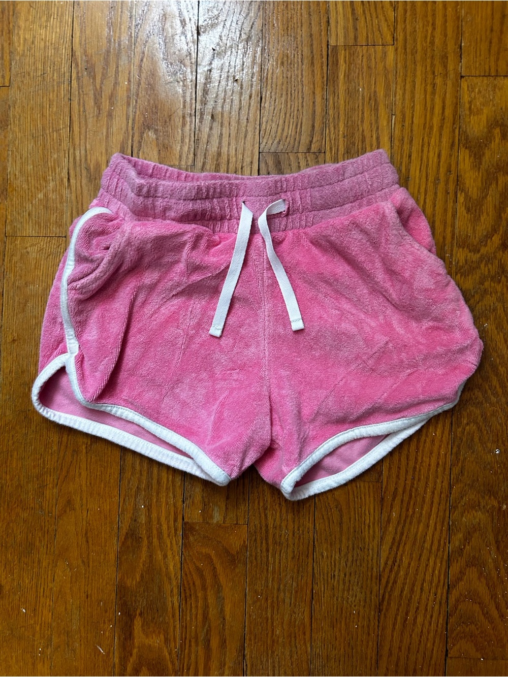 Cat & Jack Pink Terry Cloth Drawstring Athletic Shorts with White Trim